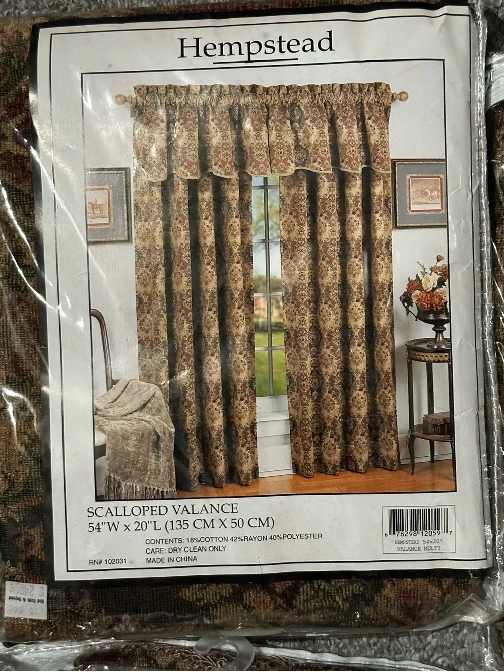 Lot of 4 Hempstead Scalloped Window Valances 54x20 Jacquard Tapestry Earthy NWOT